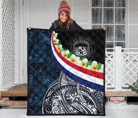 Polynesian Hawaii Premium Quilt - Hawaii Seal With Plumeria Style - Polynesian Pride