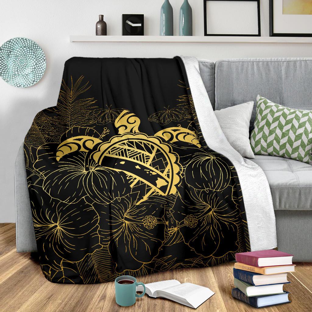 Hawaii Turtle Kanaka Golden Premium Blanket - Polynesian Pride