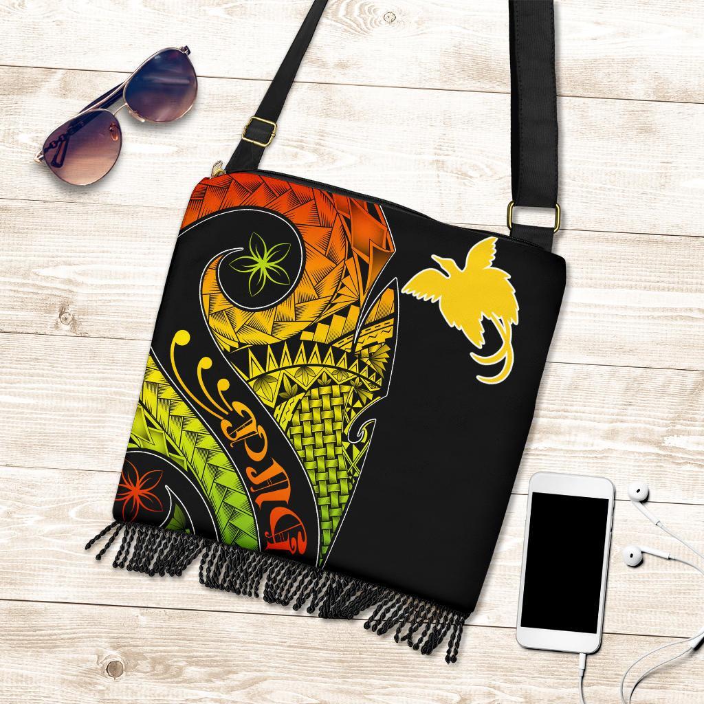 Papua New Guinea Boho Handbag - PNG Bird And Polynesian Decorative Pattern One Style One Size Reggae - Polynesian Pride