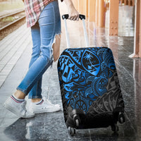 Guam Polynesian Luggage Covers - Blue Turtle Flowing - Polynesian Pride