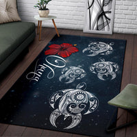 Hawaii Ohana Turtle Hibiscus Galaxy Rug - Polynesian Pride