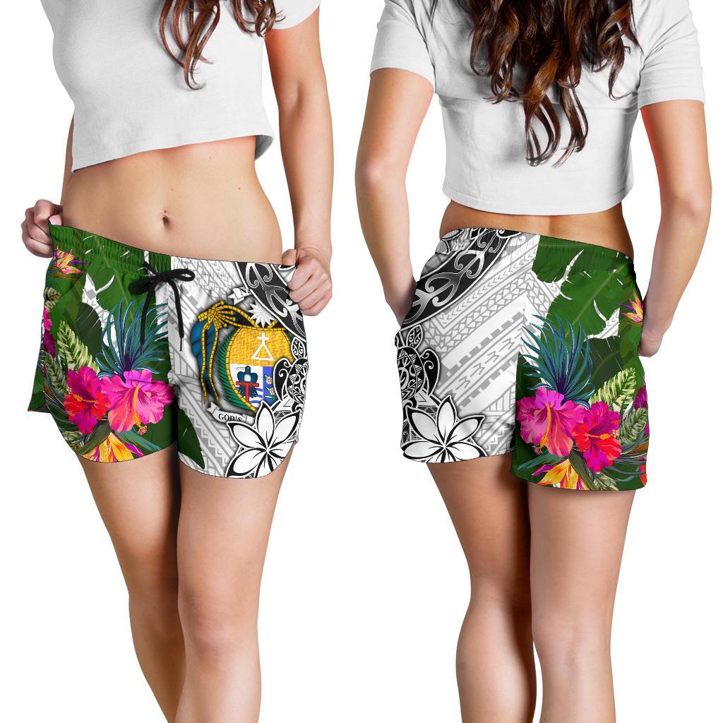 Nauru Women's Short White - Turtle Plumeria Banana Leaf Crest - Polynesian Pride