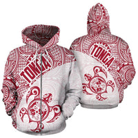 Tonga Zip up Hoodie Tonga Coat of Arms In Turtle Polynesian Tattoo 060 Unisex Black - Polynesian Pride