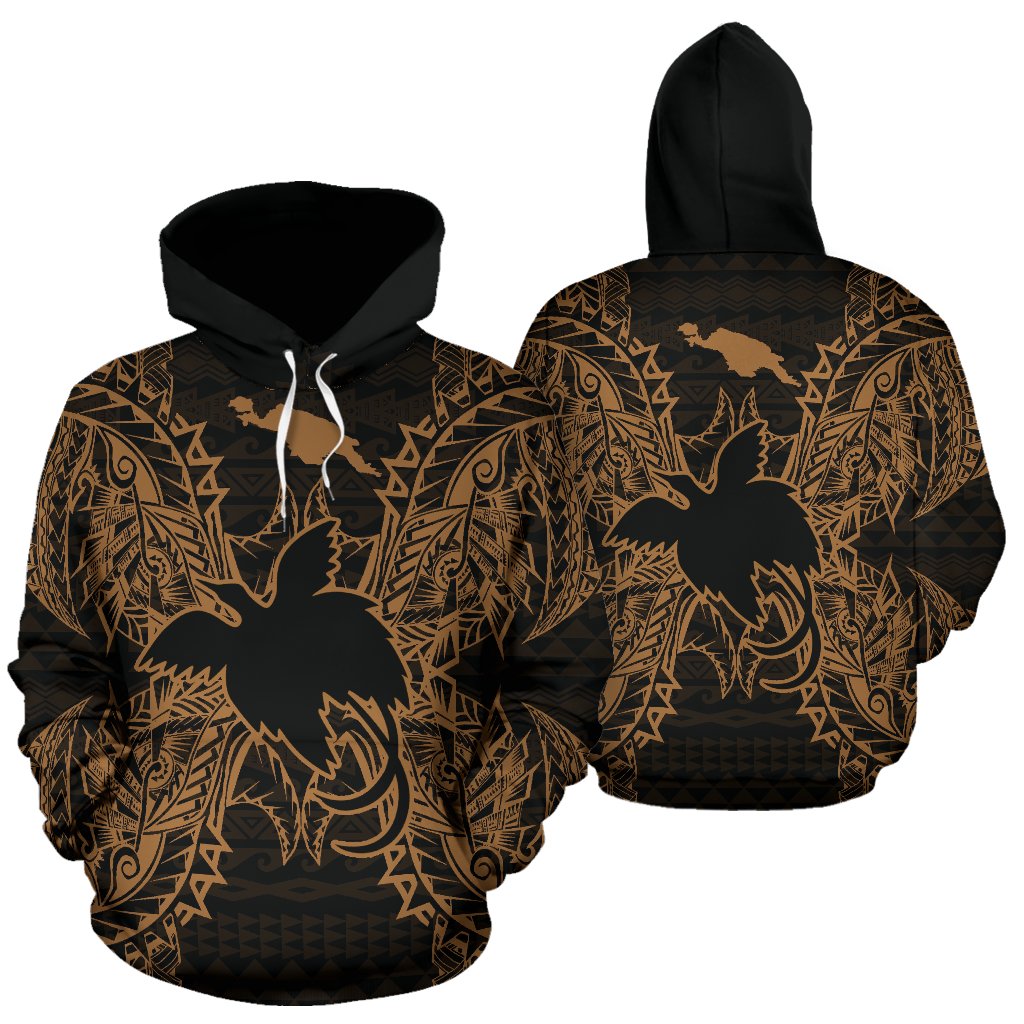 Papua New Guinea Polynesian ll Over Hoodie Map Gold Unisex Gold - Polynesian Pride