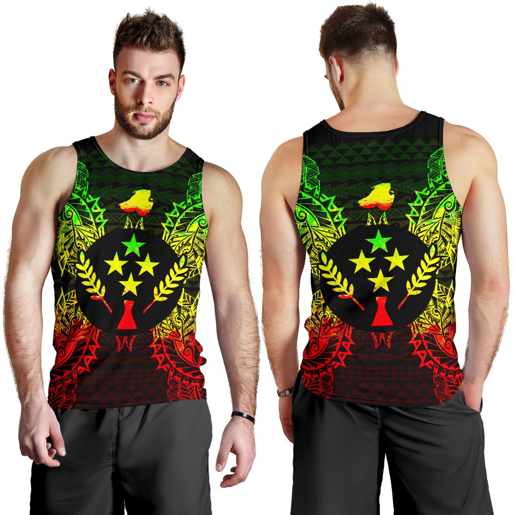 Kosrae Polynesian Men Tank Top Map Reggae - Polynesian Pride