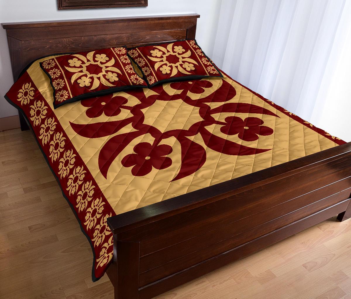 Hawaiian Quilt Pattern Flower Quilt Bed Set - Polynesian Pride