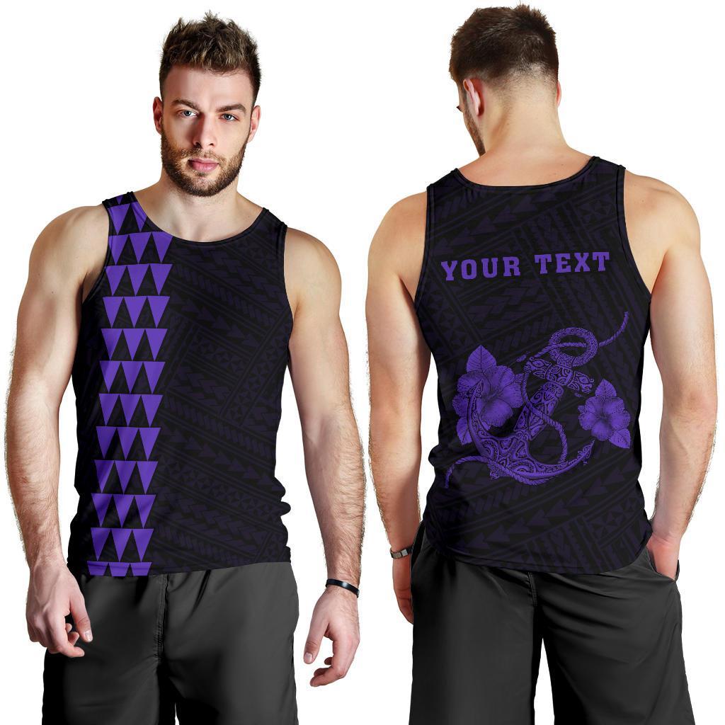Hawaii Kakau Polynesian Anchor Personalized Men's Tank Top - Purple Purple - Polynesian Pride