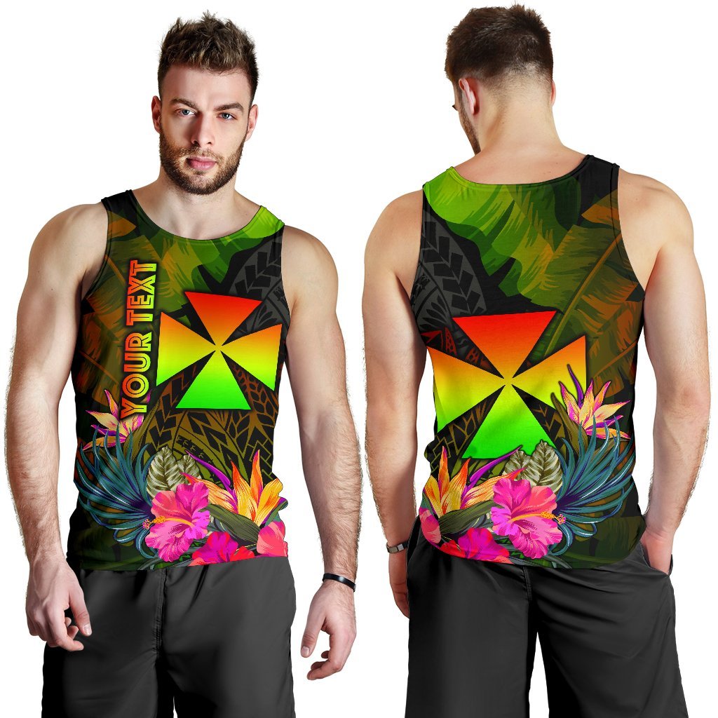Wallis and Futuna Polynesian Personalised Men's Tank Top - Hibiscus and Banana Leaves - Polynesian Pride