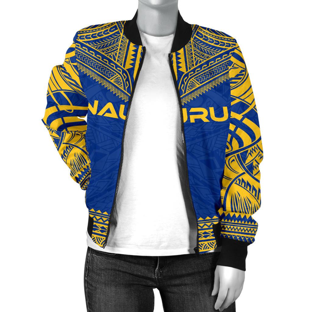 Nauru Flag Polynesian Chief Women'S Bomber Jacket - Polynesian Pride