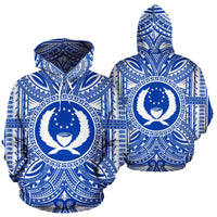 Pohnpei ll Over Hoodie Pohnpei Coat of rms Polynesian Flag Color - Polynesian Pride