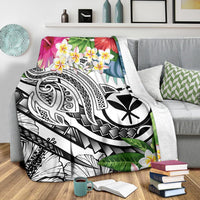 Polynesian Hawaii Kanaka Maoli Premium Blanket - Summer Plumeria (White) - Polynesian Pride
