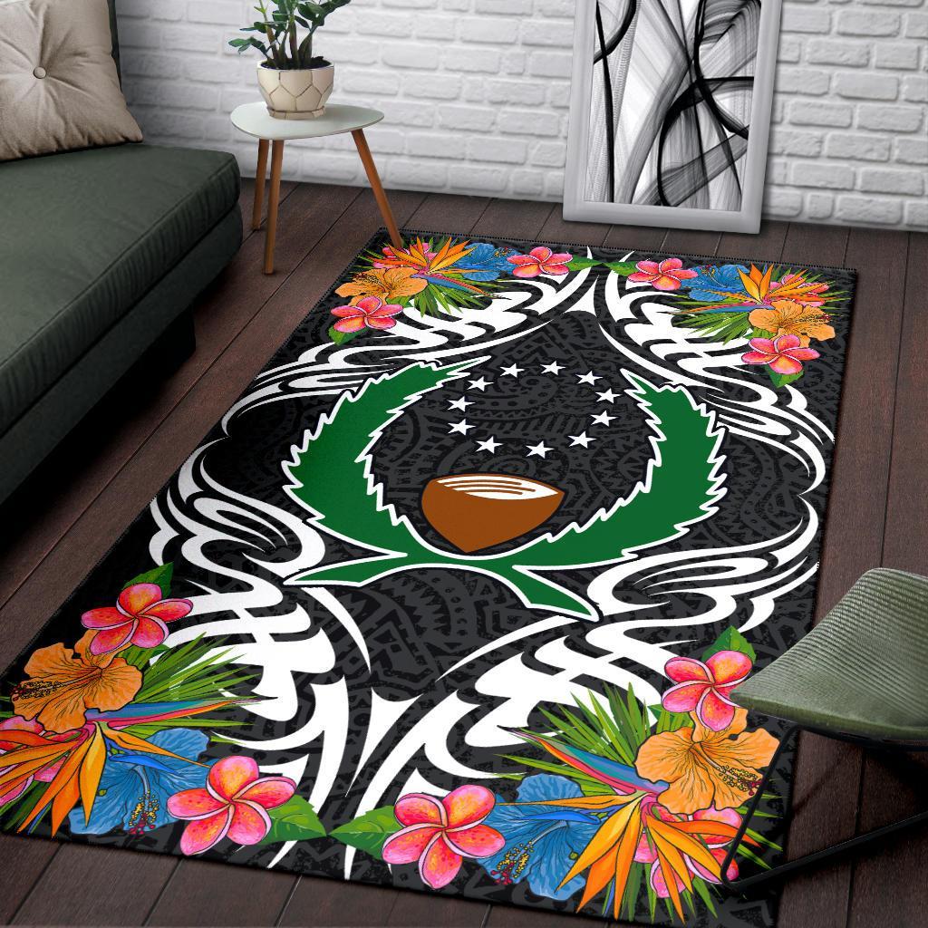 Pohnpei State Area Rug - Coat OfArmsWith Tropical Flowers - Polynesian Pride