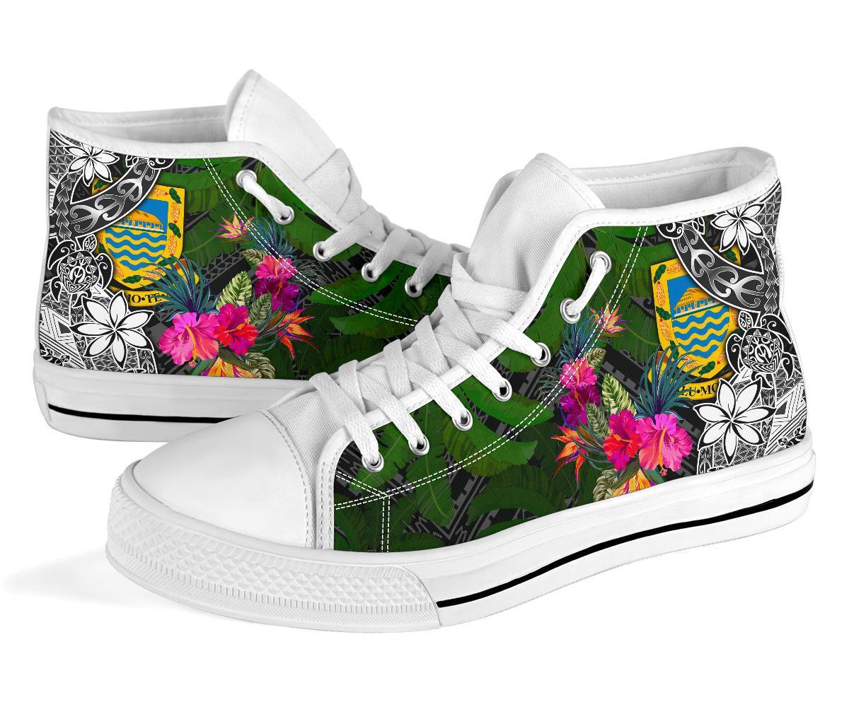 Tuvalu High Top Shoes - Turtle Plumeria Banana Leaf - Polynesian Pride