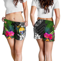 Nauru Women Shorts - Turtle Plumeria Banana Leaf Crest - Polynesian Pride