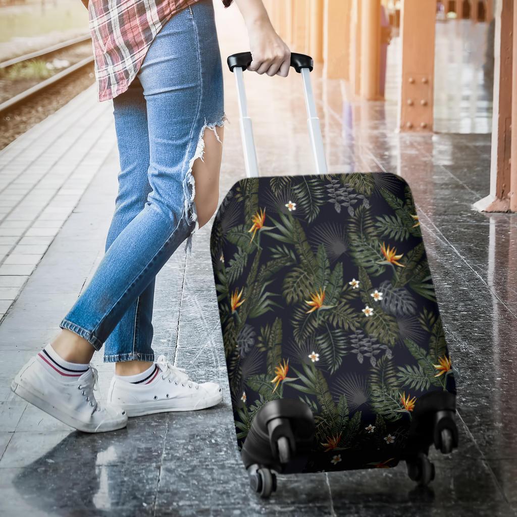 Tropical Leaves And Flowers In The Night Style Luggage Cover - Polynesian Pride