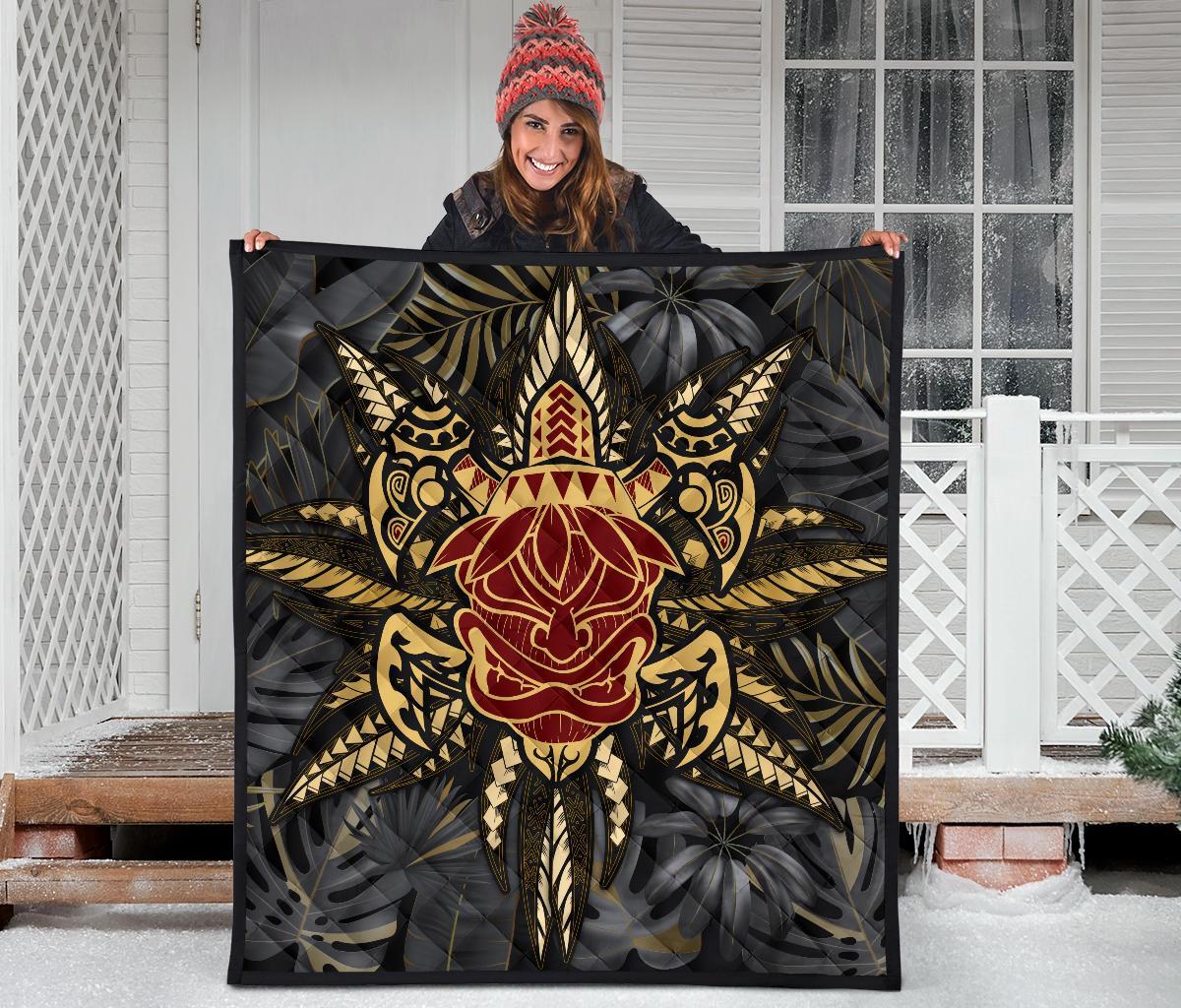 Hawaii Turtle Polynesian Tropical Gold Premium Quilt - Alone Style - AH - Polynesian Pride