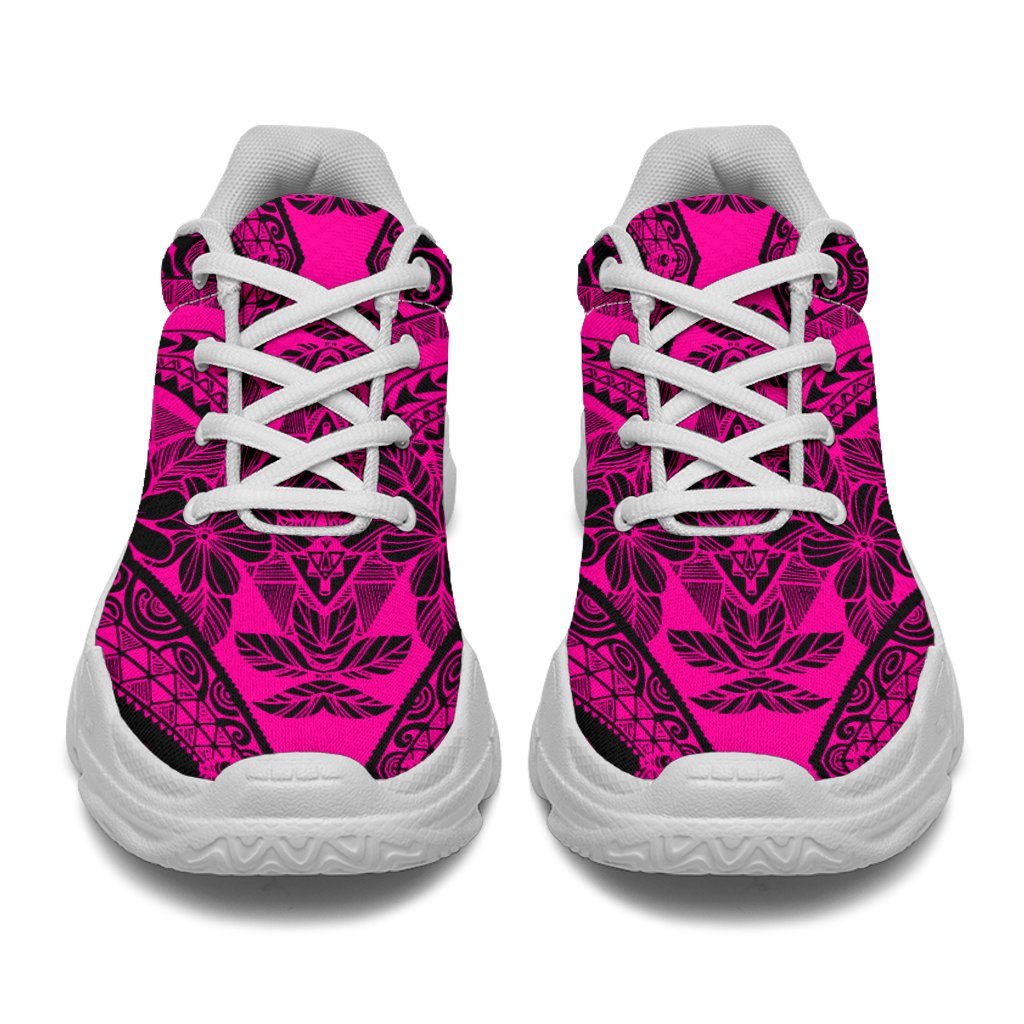 Polynesian Plumeria Mix Pink Black Chunky Sneakers - Polynesian Pride