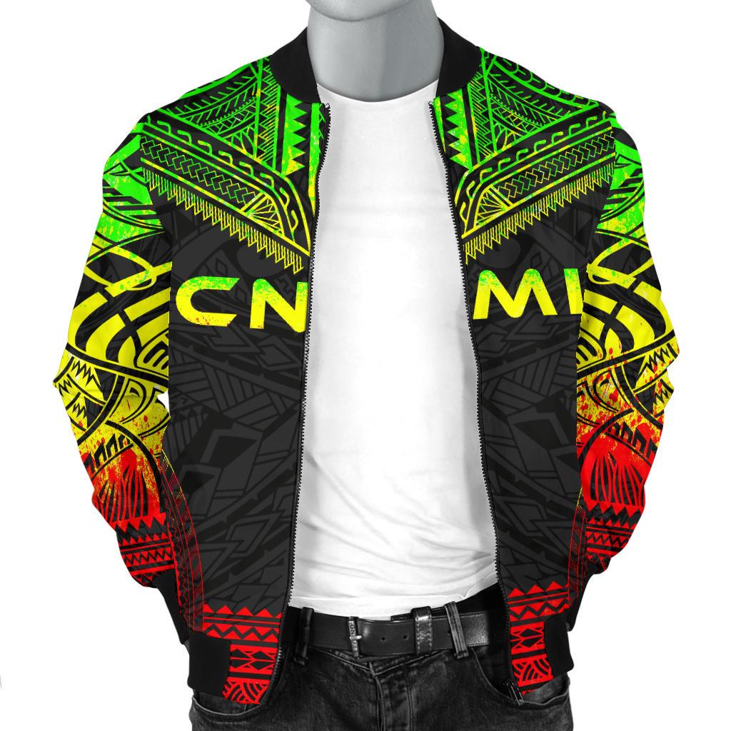 Northern Mariana Islands Polynesian Chief Men's Bomber Jacket - Reggae Version - Polynesian Pride