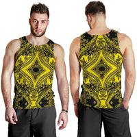 Polynesian Plumeria Mix Yellow Black Hawaii Men's Tank Top - Polynesian Pride