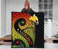 Papua New Guinea Premium Quilt - PNG Bird And Polynesian Decorative Pattern - Polynesian Pride