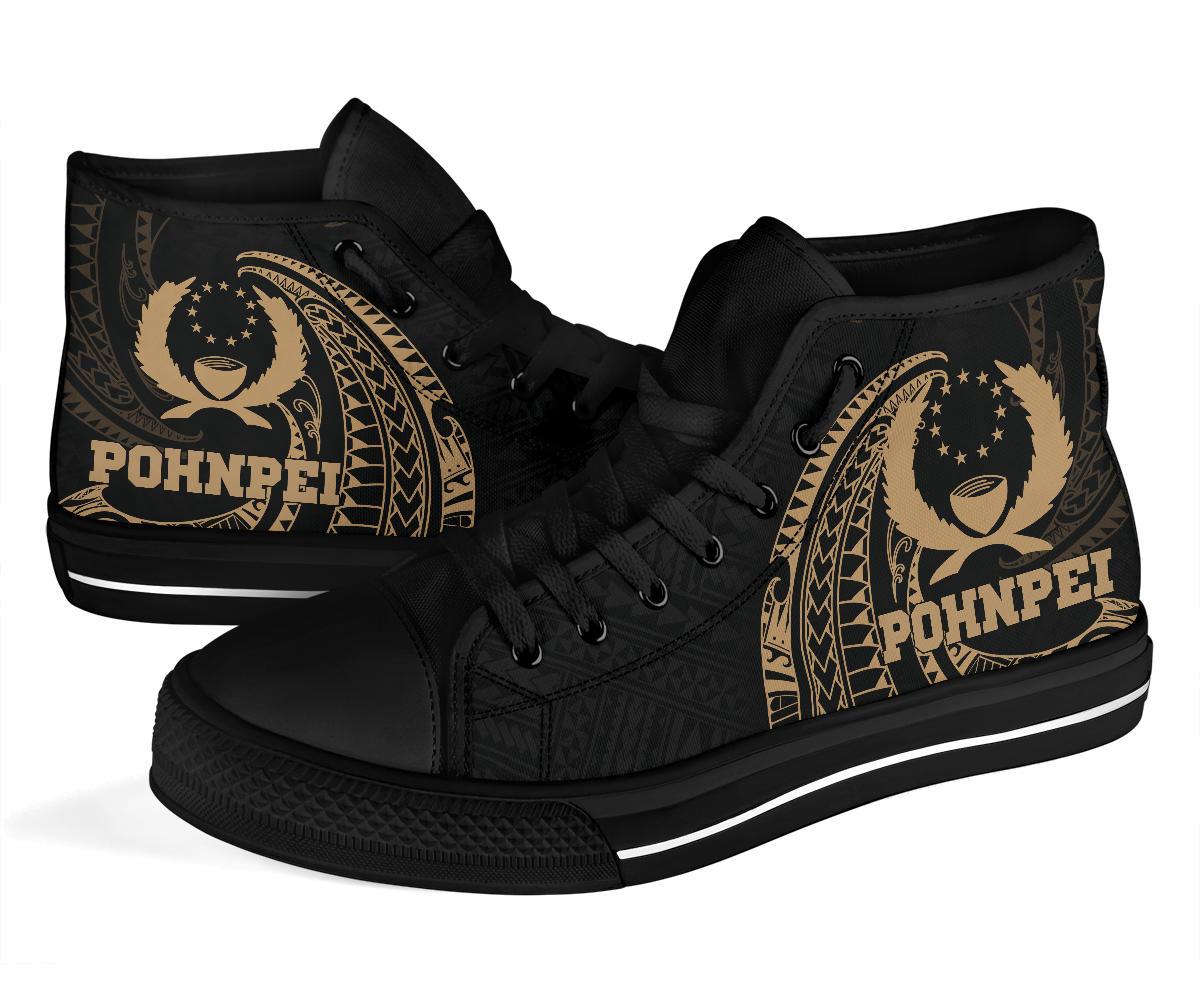 Pohnpei Micronesia High Top Shoes - Gold Tribal Wave - Polynesian Pride