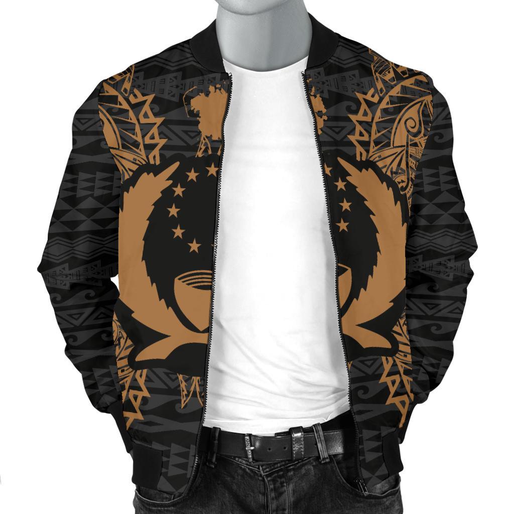 Pohnpei Polynesian Men's Bomber Jacket Map Gold - Polynesian Pride