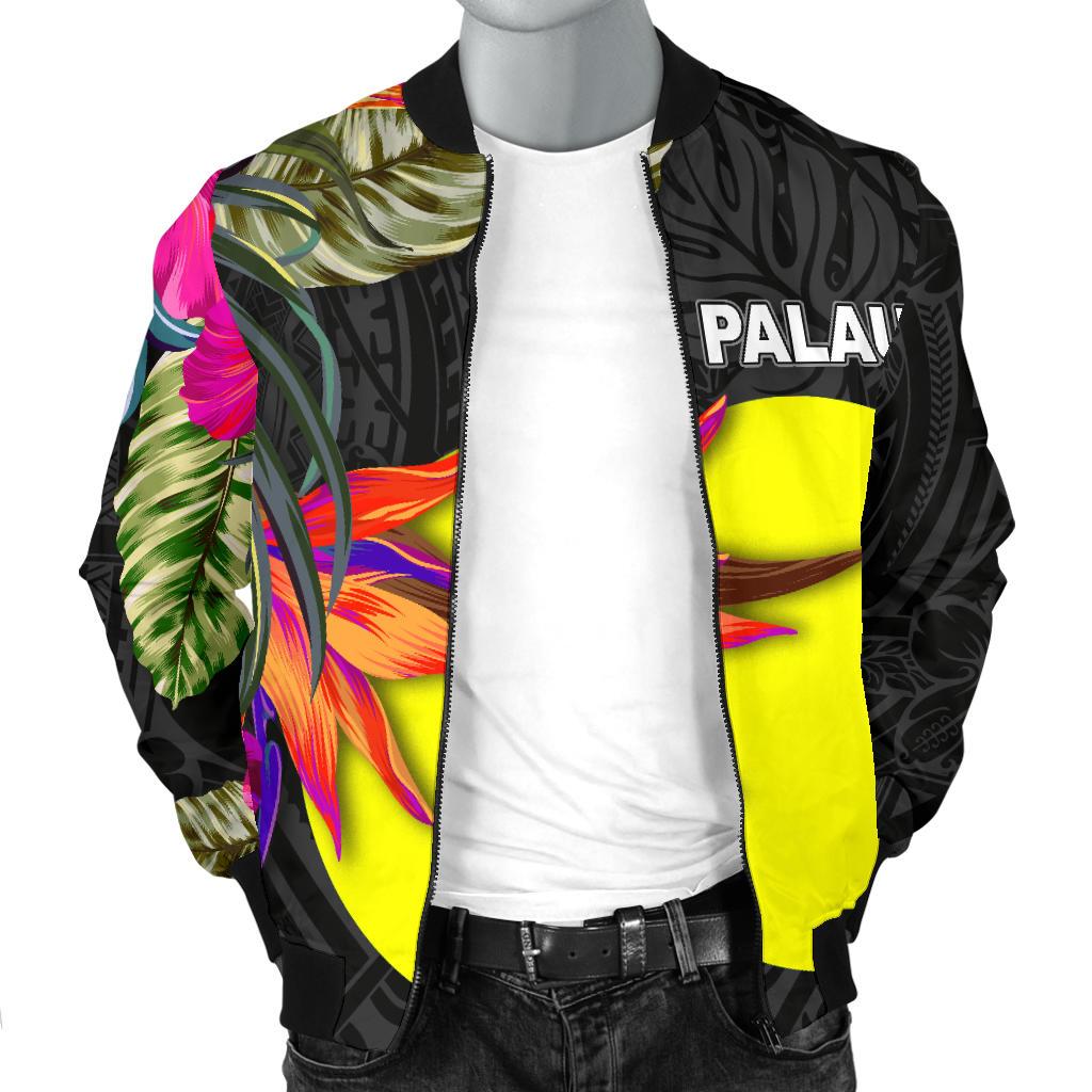 Palau Men's Bomber Jacket - Polynesian Hibiscus Pattern - Polynesian Pride