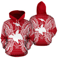 Papua New Guinea Polynesian ll Over Hoodie Map Red White Unisex Red nd White - Polynesian Pride