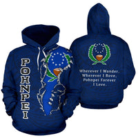 Pohnpei Hoodie Pohnpei Flag Forever I Love Unisex Blue - Polynesian Pride