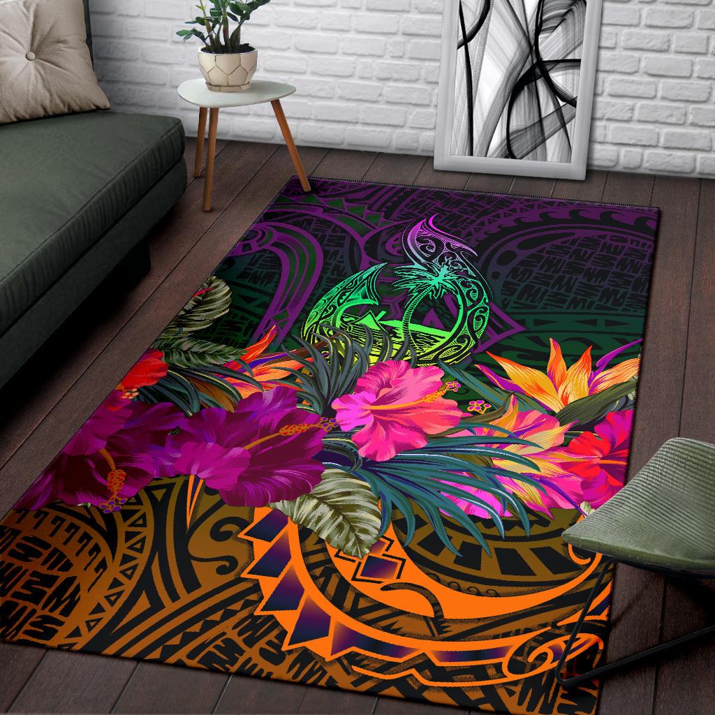 Guam Polynesian Area Rug - Summer Hibiscus - Polynesian Pride