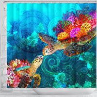Palau Shower Curtain - Sea Turtle Coral Treasure - Polynesian Pride