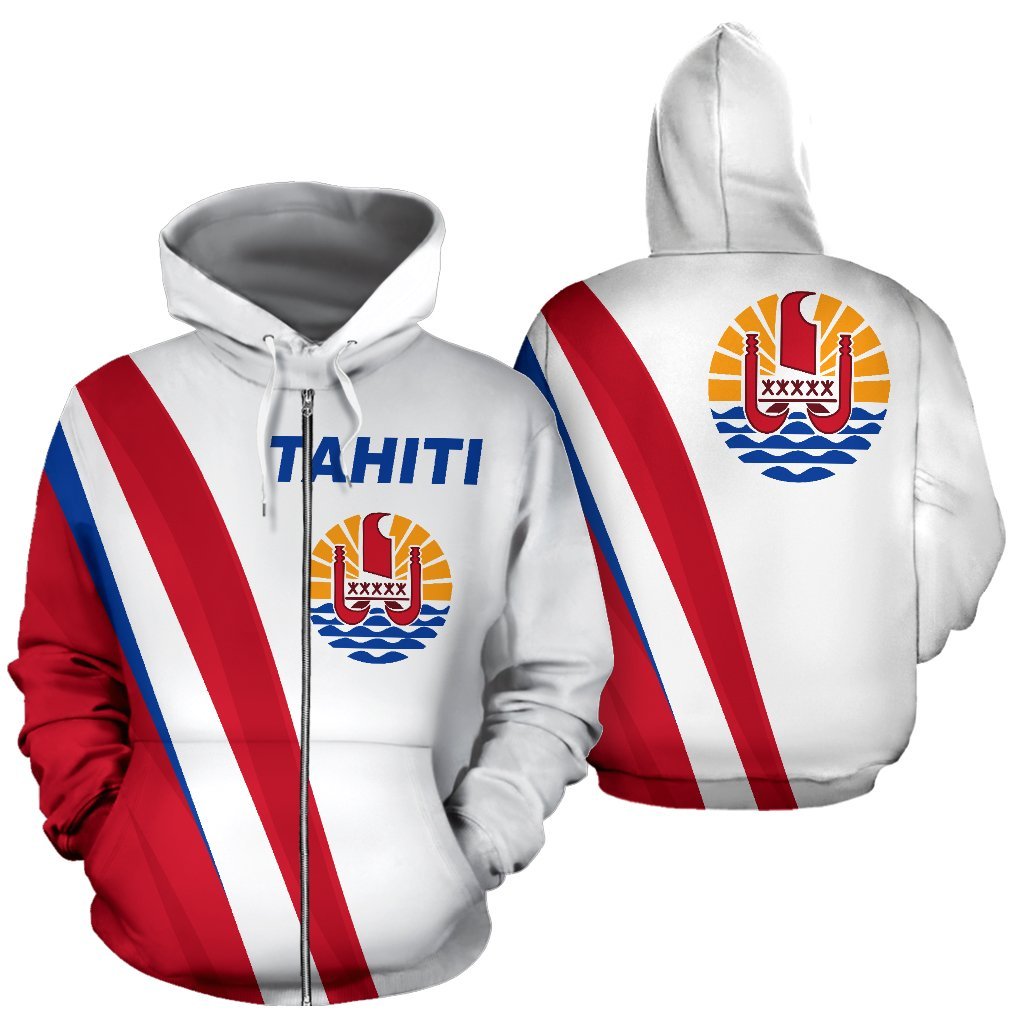 Tahiti Zip up Hoodie Tahiti Flag Special Version Unisex Black - Polynesian Pride