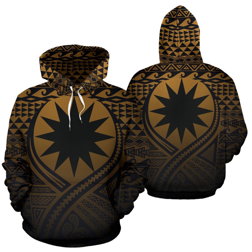 Nauru All Over Hoodie Lift up Gold Unisex Gold - Polynesian Pride