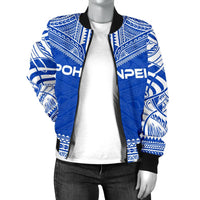 Pohnpei Flag Polynesian Chief Women'S Bomber Jacket - Polynesian Pride