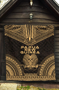 Papua New Guinea Premium Quilt - Papua New Guinea Coat Of Arms Polynesian Chief Gold Version - Polynesian Pride