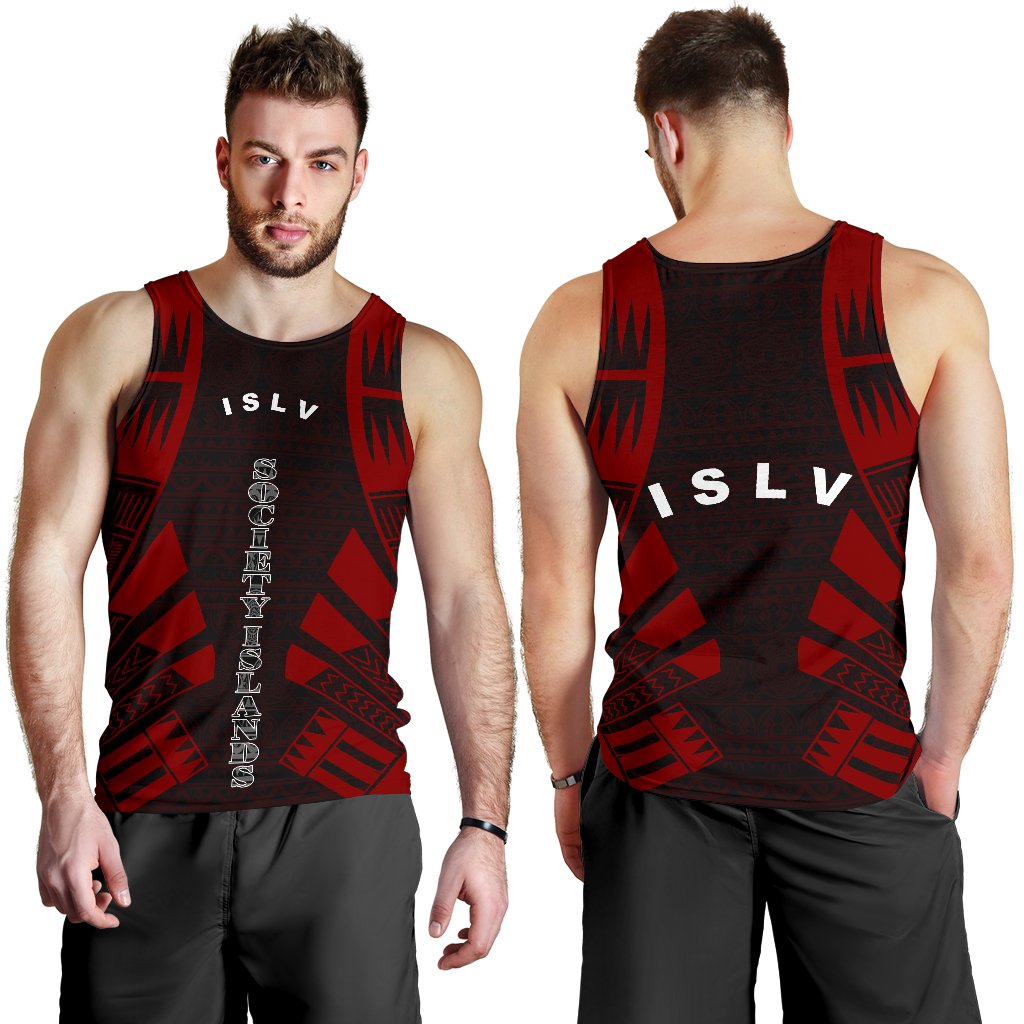 Society Islands Men Tank Top - Polynesian Tattoo Red - Polynesian Pride