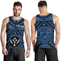 Kosrae Personalised Men's Tank Top - Kosrae Flag In Polynesian Tattoo Style (Blue) - Polynesian Pride