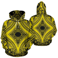 Hawaii Hoodie Polynesian Plumeria Mix Yellow Black Pullover - Polynesian Pride