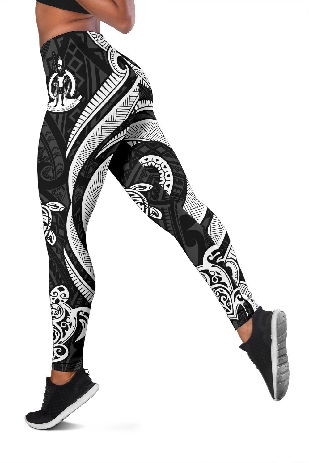 Vanuatu Women's Leggings - White Tentacle Turtle - Polynesian Pride