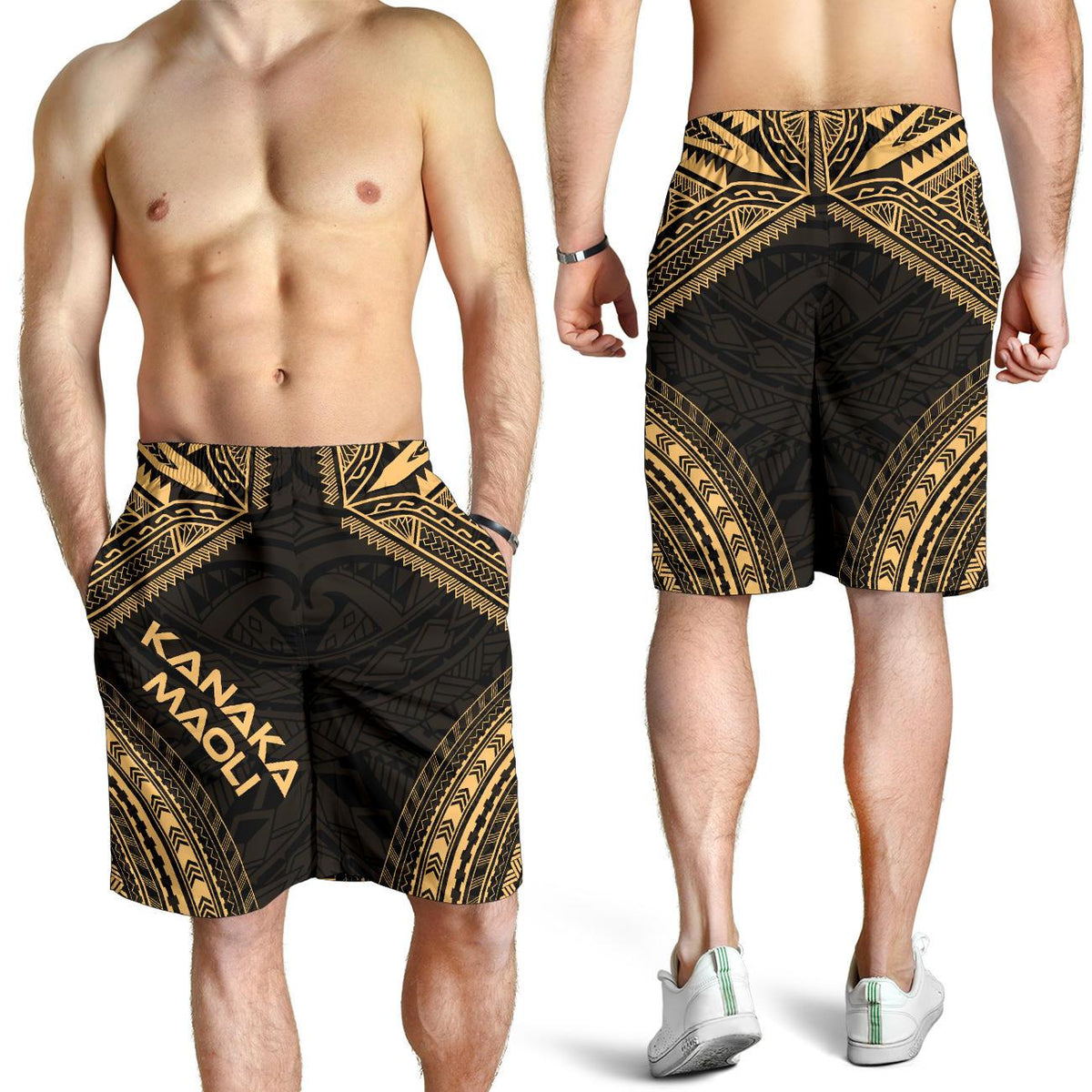 Kanaka Maoli Men's Shorts - Polynesian Chief Gold Version - Polynesian Pride