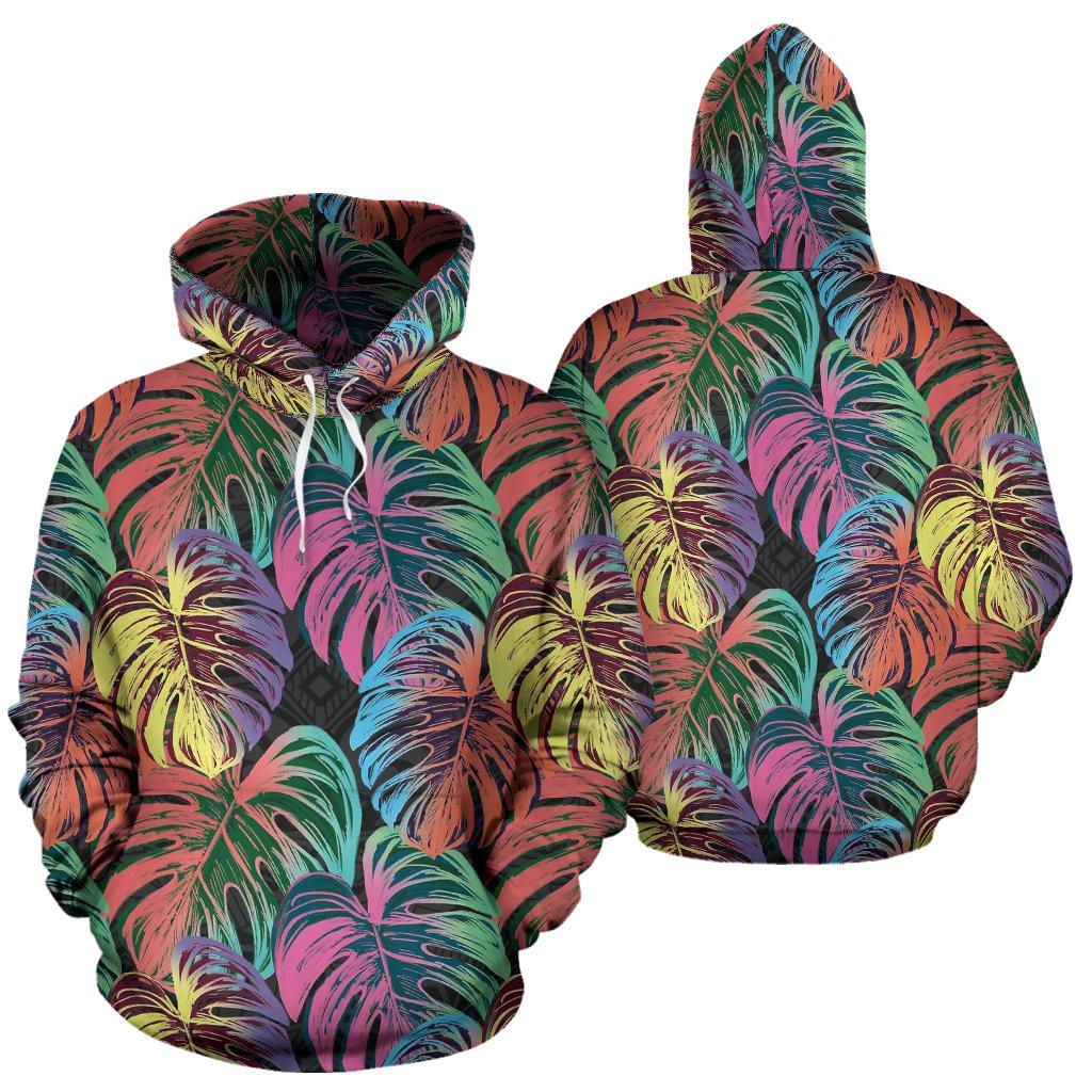 Polynesia All Over Hoodie Palm Leaves Neon Color Unisex Neon - Polynesian Pride