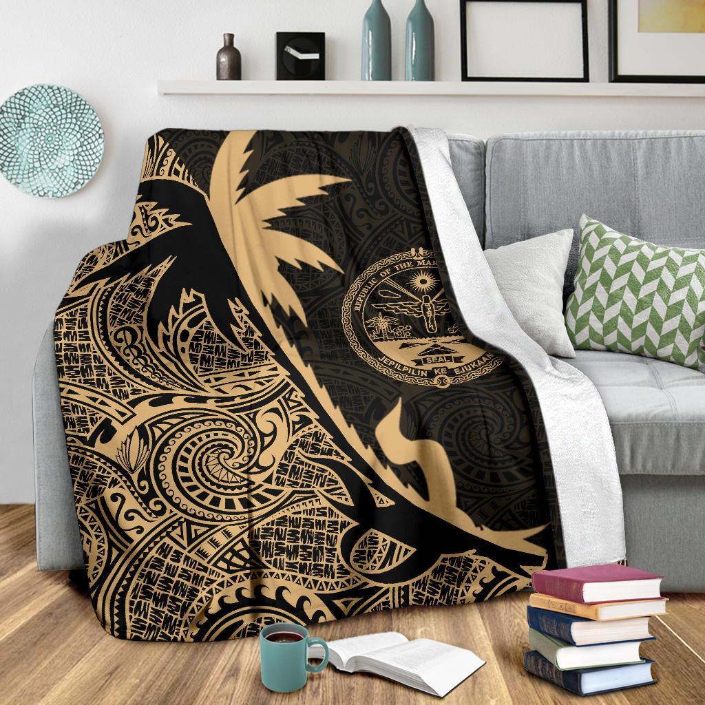 Marshall Islands Coconut Tree Premium Blanket Gold - Polynesian Pride