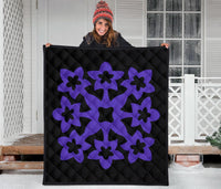 Hawaiian Premium Quilt Royal Pattern - Black And Purple - A1 Style - Polynesian Pride