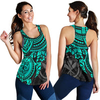Polynesian Hawaii Women's Racerback Tank - Turquoise Turtle - Polynesian Pride
