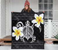 Hawaii Premium Quilt - Turtle Plumeria Flowers Polynesian Pattern - Polynesian Pride