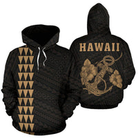 Polynesian Kakau Anchor Hibiscus Hawaii Hoodie Gold Unisex Gold - Polynesian Pride