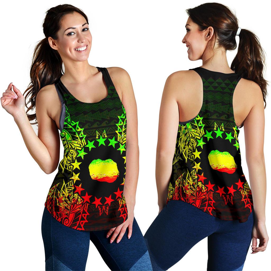 Cook Islands Polynesian Women Tank Top Map Reggae - Polynesian Pride