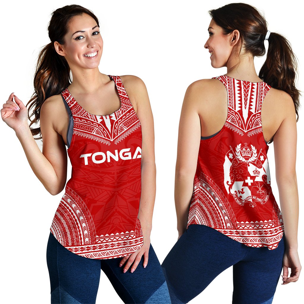 Tonga Women's Racerback Tank - Polynesian Chief Flag Version - Polynesian Pride