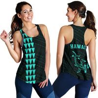 Hawaii Kakau Polynesian Hammerhead Shark Women's Racerback Tank - Turquoise Turquoise - Polynesian Pride