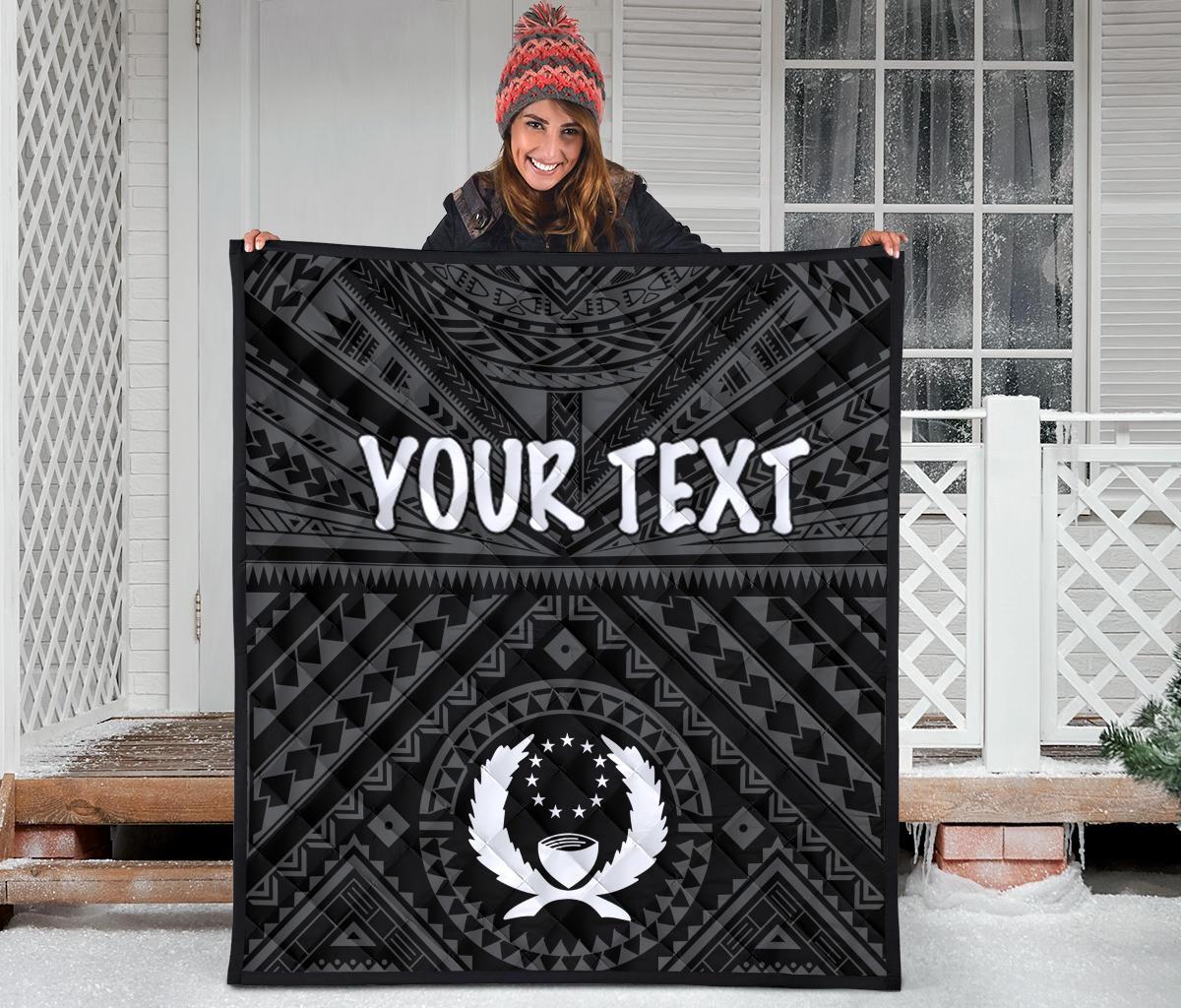 Pohnpei Personalised Premium Quilt - Pohnpei Seal With Polynesian Tattoo Style ( Black) - Polynesian Pride